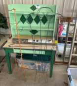 3 Metal Trellises with a Roll of Weed Guard