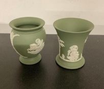 2 Wedgwood Green Jasperware Vases
