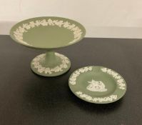 Wedgwood Green Jasperware Candy Dish and Ashtray