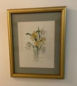 3 Framed Cross-Stitches Featuring Flower Patterns