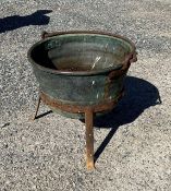 Antique Copper Apple Butter Kettle on Stand