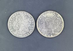 1900 Morgan Silver Dollar and 1922 Peace Dollar