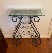 Glass Top Wine Rack Side Table