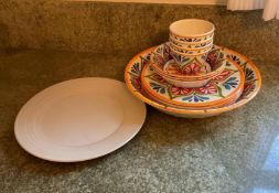 14 Piece Melamine Dinner Set with Ceramic Plate