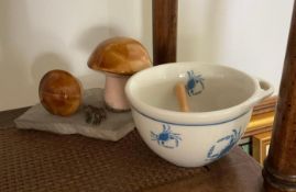 Decorative Bowl and Mushroom Statue