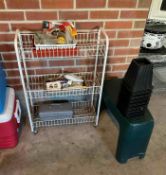 Rolling Metal Cart with Garden Bench