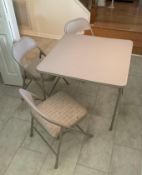 Folding Card Table with 3 Metal Folding Chairs