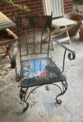 Mosaic Tile Wrought Iron Armchair