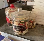 3 Large Glass Jars Filled with Matches