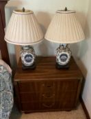 Pair of End Tables and Lamps