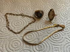 10K Gold Cave Springs Women's Class Ring with Bracelets and Vintage 10k Cameo Ring