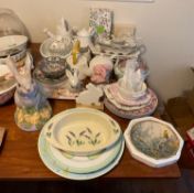 Spring-Themed Dishes and Decor with Vintage Rose Medalion Style Bowl and Plate