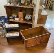 Vintage Wooden Crate with Shelf and Decorative Step Stool