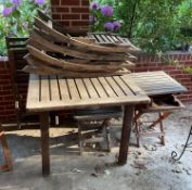 Square Wooden Patio Table with Chairs and Side Tables