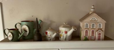 Group of Ceramic and Metal Decorative Watering Cans