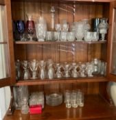 Glass Contents of China Cabinet with Waterford Crystal Small Stemware Glass