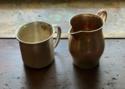 Sterling Silver Cream Pitcher and Small Cup