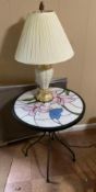 Tiled Accent Table with Lamp
