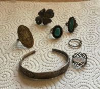 Sterling Silver Bracelet with Vintage Rings