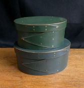 2 Green Handmade Shaker Boxes with Brass Nails