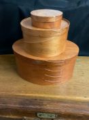 Set of 3 Hand Made Wooden Shaker Boxes with Copper Nails