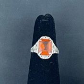 10K White Gold Art Deco Filigree Estate Ring