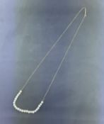 Very Thin 14k Gold Chain with Pearl Beads