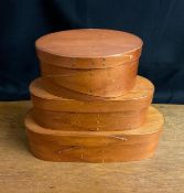 3 Hand Made Oval Shaker Boxes with Copper Nails