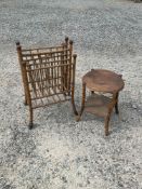 Vintage Rattan Magazine Rack and Stool