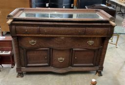 Antique Tiger Oak Dresser with Beveled Mirror