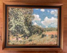 Framed Landscape Painting on Canvas Board