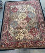 Black Bordered Room Size Floral Wool Rug