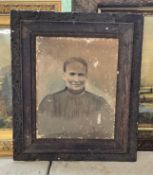 Antique Portrait in Black Ornate Wooden Frame