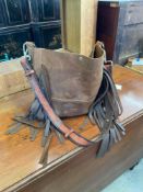 Hand Tooled Leather Purse Made By French Hill with Turquoise Accents