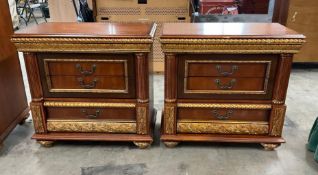 Pair of Baroque Style 3 Drawer Night Stands