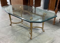 Glass Top Coffee Table with Brass Ramhead Base