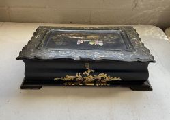 Antique Victorian Writing Box with Abalone Inlay