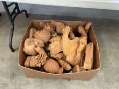 Approximately 20 Hand Carved Drapery Rod Finials and Rod Holders