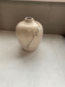 Horsehair Raku Pottery Vase with Carbon Markings