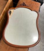Antique Wood Framed Beveled Mirror