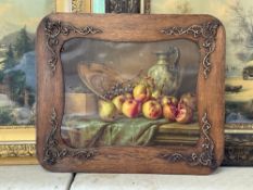 Antique Oak 3D Frame with Pomegranate Print