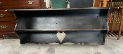 Country Cottage-Primitive Style Solid Wood Wall Mount Black Wooden Shelf