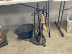 Vintage Cast Irong Fireplace Set with Handmade Hearth Broom
