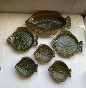 Set of 6 Mossy Green Flounder Plates