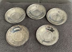 5 Sterling Silver Decorative Peanut Bowls