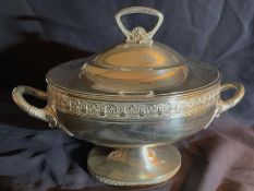 Antique Sterling Silver Lidded Soup Tureen Featuring Ornate Scrollwork