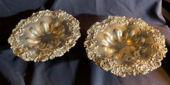 Pair of Antique Sterling Silver Pierced Pedestal Bowls