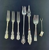 7 Sterling Silver Olive and Pickle Forks
