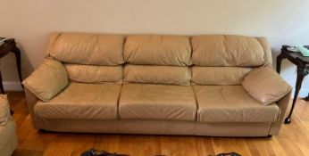 Leather Center Solid Leather 3 Cushion Sofa with Attached Arms and Back Cushions