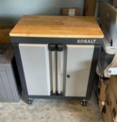 Kobalt Utility Cabinet with Wood Top on Casters